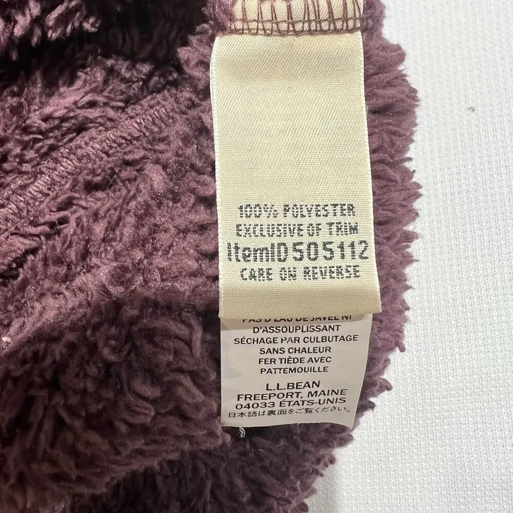 LL Bean Womens 1/4 Snap Hi-Pile Fleece Pullover Sherpa Jacket Size L Purple